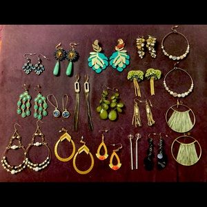 17 pairs of earrings Swarovski Elements, Yosca, Druzy stone